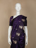 Navy Blue Floral Designed Banarasi Silk Saree - Diadem