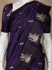 Navy Blue Floral Designed Banarasi Silk Saree - Diadem