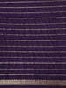 Navy Blue Floral Designed Banarasi Silk Saree - Diadem