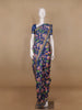 Navy Blue Floral Designed Chanderi Cotton Saree - Diadem