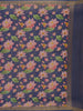 Navy Blue Floral Designed Chanderi Cotton Saree - Diadem