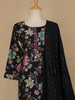 Navy Blue Floral Designed Cotton Salwar Suit - Diadem