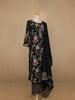 Navy Blue Floral Designed Cotton Salwar Suit - Diadem