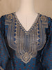 Navy Blue Floral Designed Semi Silk Salwar Suit