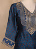 Navy Blue Floral Designed Semi Silk Salwar Suit