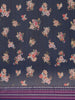 Navy Blue Floral Design Printed Kota Cotton Saree - Diadem