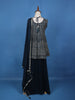 Navy Blue Floral Embroidered Georgette Palazzo Suit - Diadem
