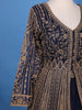 Navy Blue Floral Embroidery Net Bridal Pakistani Lehenga