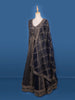Navy Blue Floral Embroidery Net Bridal Pakistani Lehenga