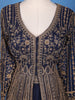 Navy Blue Floral Embroidery Net Bridal Pakistani Lehenga