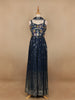 Navy Blue Floral Mirror Embroidery Georgette Jumpsuit