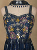 Navy Blue Floral Mirror Embroidery Georgette Jumpsuit