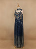 Navy Blue Floral Mirror Embroidery Georgette Jumpsuit
