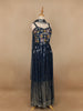 Navy Blue Floral Mirror Embroidery Georgette Jumpsuit