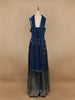 Navy Blue Floral Mirror Embroidery Georgette Jumpsuit