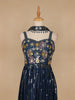 Navy Blue Floral Mirror Embroidery Georgette Jumpsuit