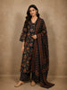 Navy Blue Floral Printed Design Cotton Salwar Suit with Dupatta