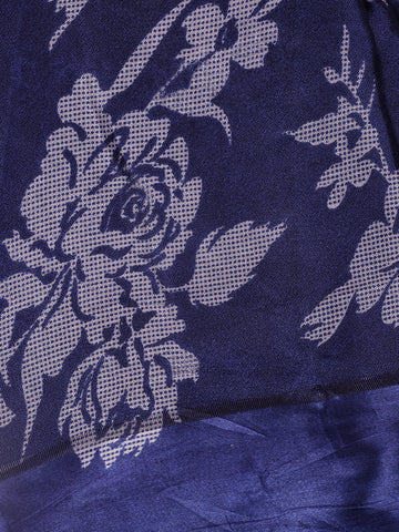 Navy Blue Floral Prints Fancy Georgette Saree - Diadem
