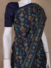 Navy Blue Folk Motif Print Chanderi Cotton Saree - Diadem