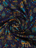 Navy Blue Folk Motif Print Chanderi Cotton Saree - Diadem
