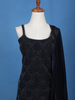 Navy Blue Geometric Sequin Embroidered Georgette Palazzo Suit - Diadem