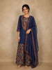 Navy Blue Kashmiri Style Floral Embroidered Cotton Salwar Suit with Dupatta