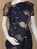 Navy Blue Leaf Motif Woven Banarasi Silk Saree - Diadem