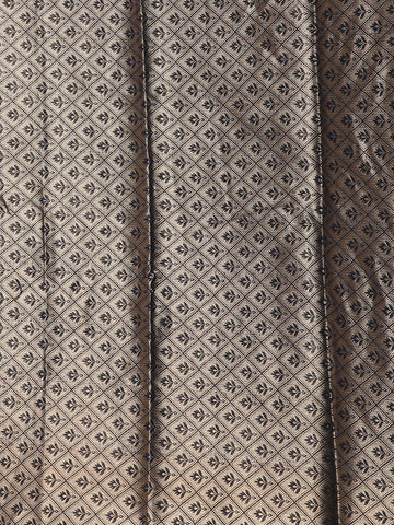 Navy Blue Leaf Motif Woven Banarasi Silk Saree - Diadem