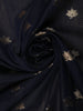 Navy Blue Leaf Motif Woven Banarasi Silk Saree - Diadem
