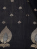 Navy Blue Leaf Motif Woven Banarasi Silk Saree - Diadem
