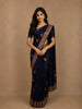 Navy Blue Leaf Woven Design Pure Banarasi Saree