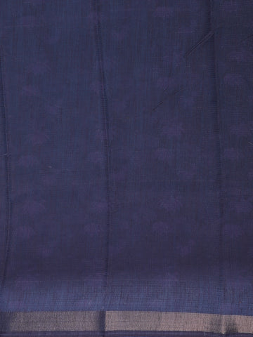 Navy Blue Lotus Floral Printed Semi Tussar Silk Saree - Diadem