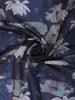 Navy Blue Lotus Floral Printed Semi Tussar Silk Saree - Diadem
