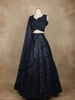 Navy Blue Net Sequin Designed Party Wear Lehenga