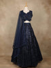 Navy Blue Net Sequin Designed Party Wear Lehenga