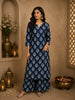 Navy Blue Paisley Butta Design Cotton Co-Ord Set