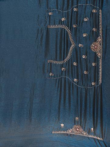 Navy Blue Stone Embellishment Chiffon Saree - Diadem