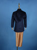 Navy Blue Velvet Peacock Motif Embroidery Sherwani And Pant Set - Diadem