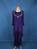 Navy Blue Butta Design Silk Palazzo Suit