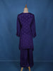 Navy Blue Butta Design Silk Palazzo Suit