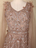 Nude Brown Sequin Embroidered Net Gown with Feather Shoulder Detailing and Dupatta