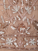 Nude Brown Sequin Embroidered Net Gown with Feather Shoulder Detailing and Dupatta