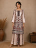 Nude Beige Geometric Design Cotton Palazzo Suit