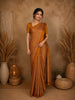 Ochre Ajrakh Print Mul Mul Cotton Saree