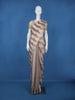 Off-White And Brown Striped Design Semi Tussar Saree