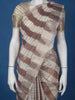 Off-White And Brown Striped Design Semi Tussar Saree