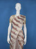 Off-White And Brown Striped Design Semi Tussar Saree