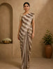 Off-White And Grey Striped Design Semi Tussar Saree