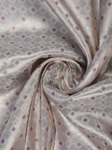 Off-White Diamond Brocade Design Banarasi Silk Saree - Diadem