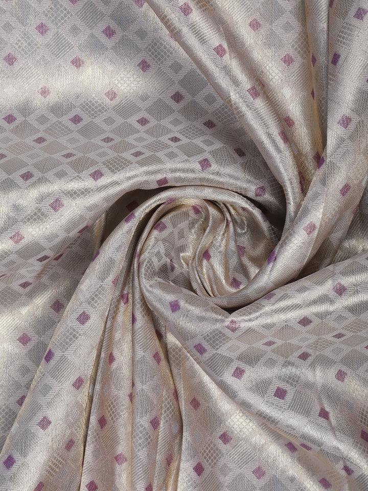 Off-White Diamond Brocade Design Banarasi Silk Saree - Diadem